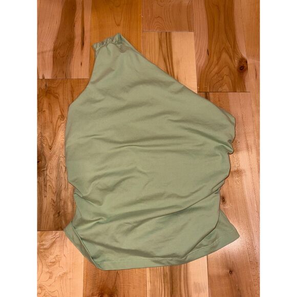 NWOT Women's Sage Green One Shoulder Double Lined Top - Picture 1 of 3